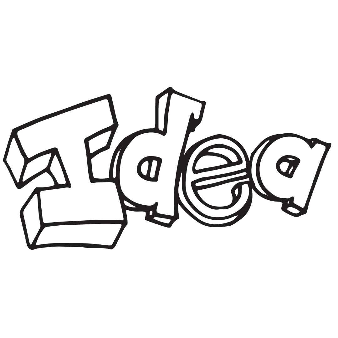 Bold Black Outline 'Idea' Text on Transparent Background