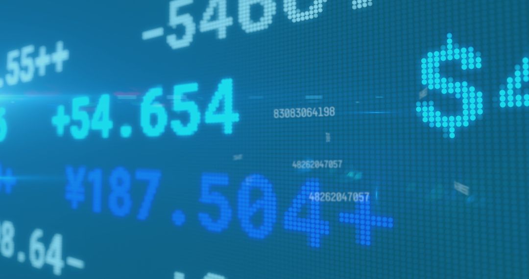 Digital Financial Data on Blue Background