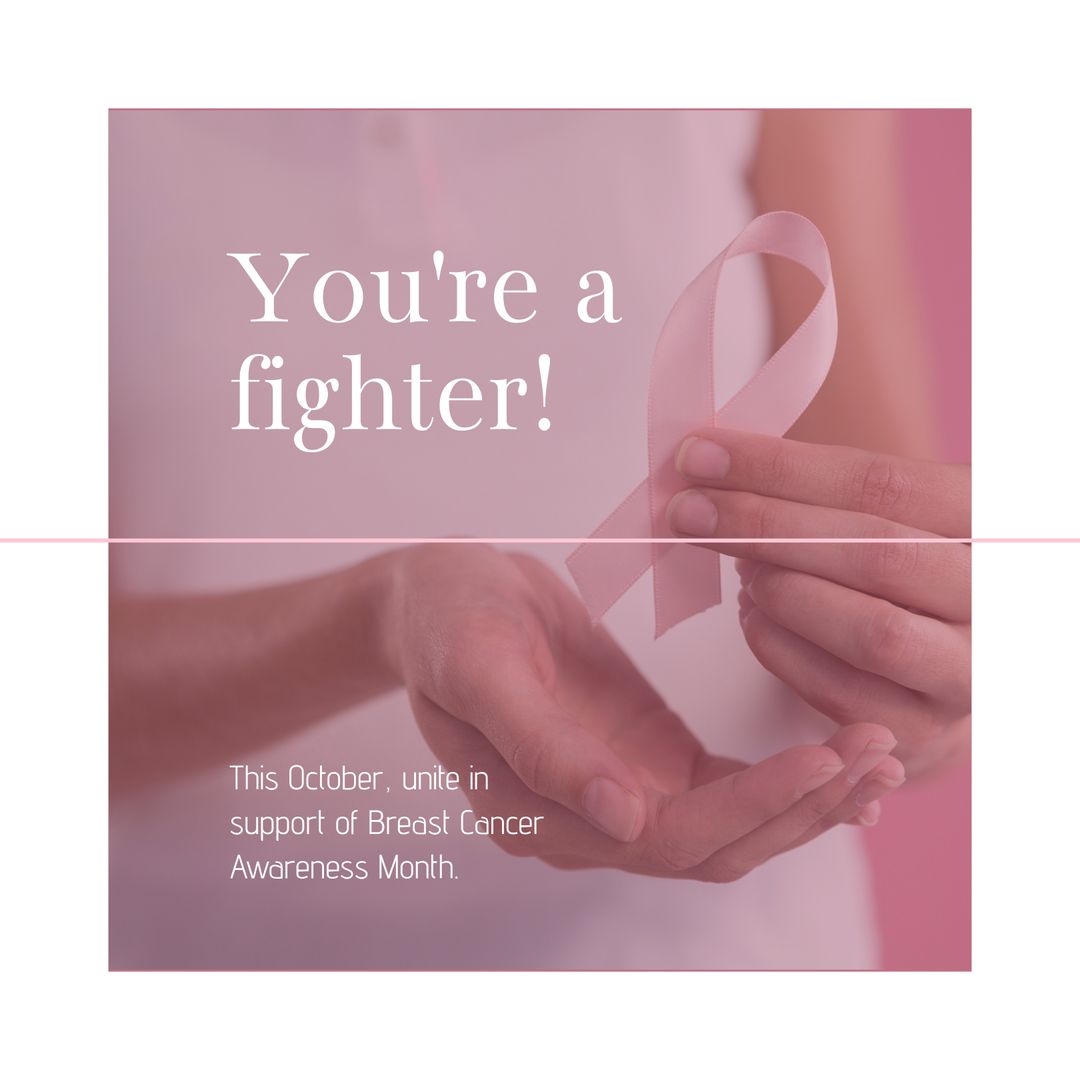 Breast Cancer Awareness Month Support, Pink Ribbon in Hands - Download Free Stock Templates Pikwizard.com