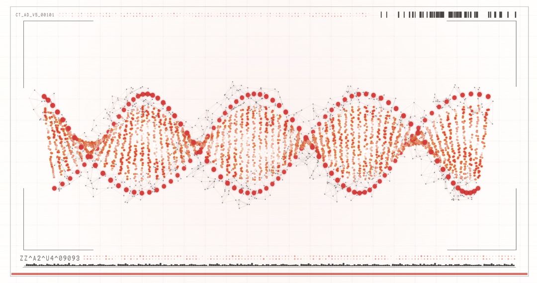 Futuristic DNA Helix Illustration in Digital Grid Design