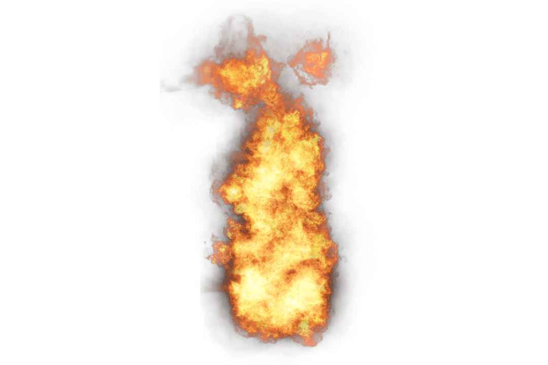 Realistic Transparent Flame Explosion with Dark Background