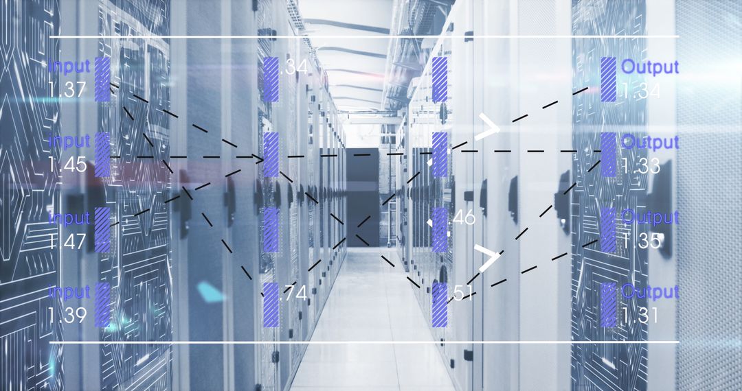 Financial Data Processing Concept in Server Room