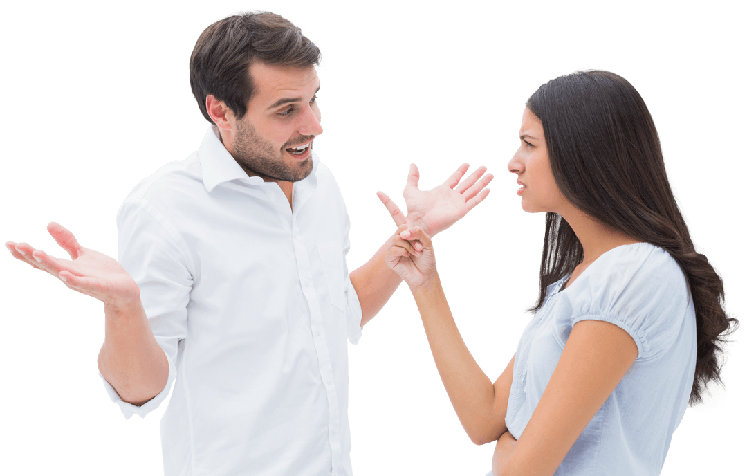 Couple Arguing with Transparent Emotion Display