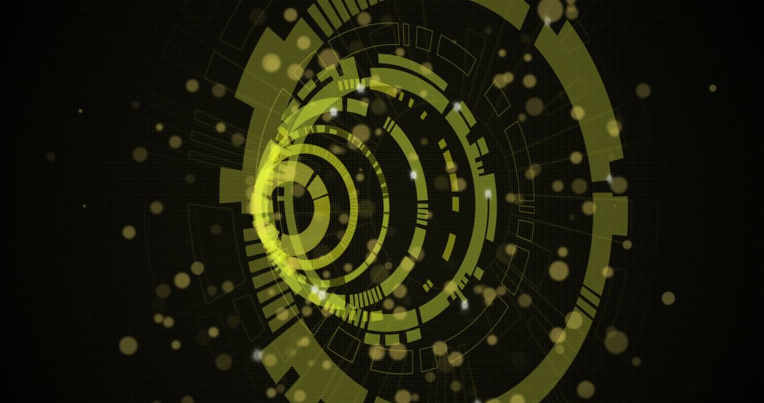 Futuristic Digital Interface with Glowing Spots and Scanning Circles