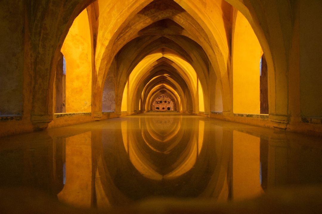 Historic Moorish Architectural Vault Reflection - Free Images, Stock Photos and Pictures on Pikwizard.com