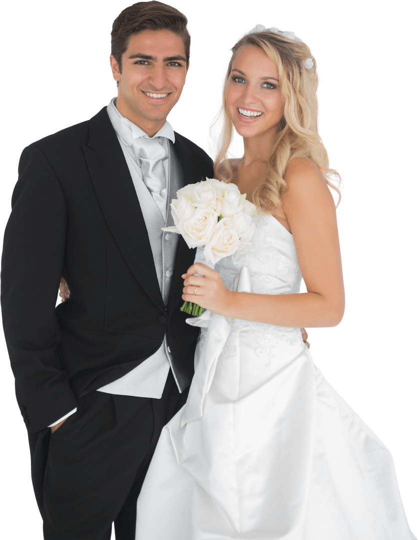 Transparent Couple Smiling on Wedding Day Enchantment