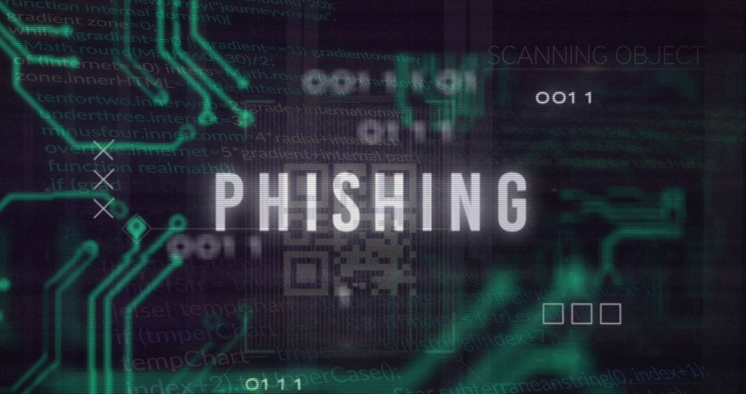 Phishing Warning over Digital Circuitry Background