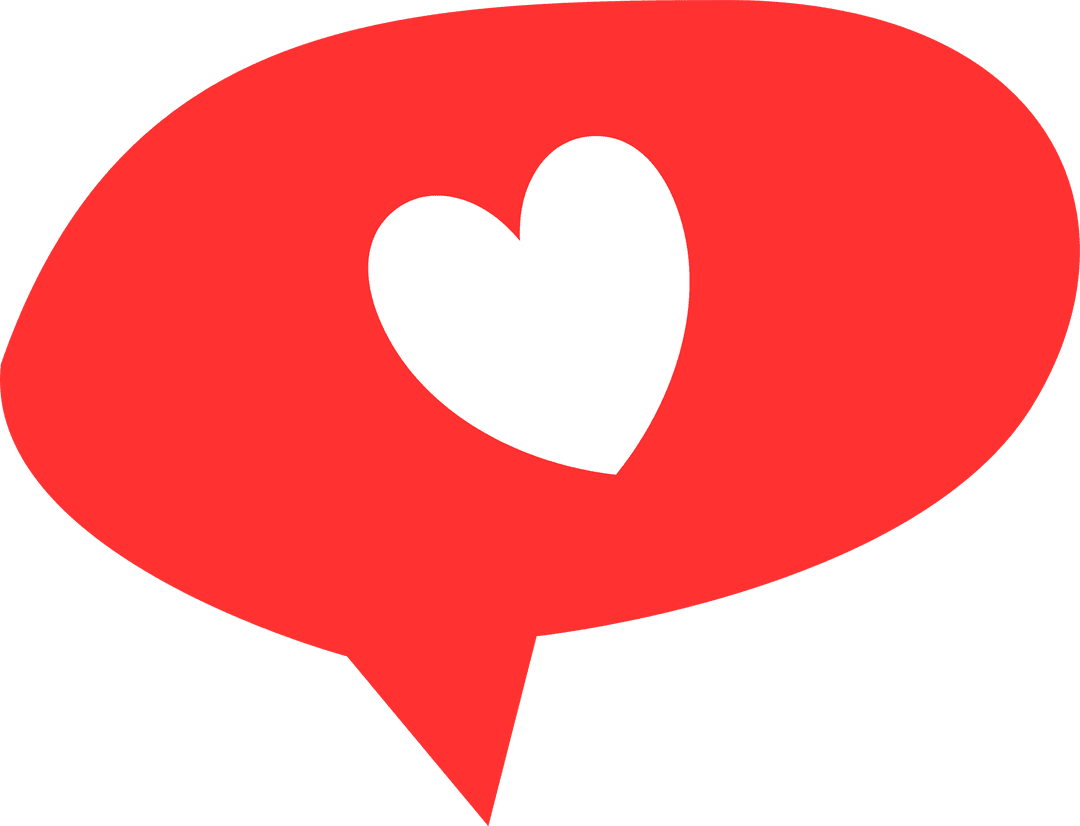 Red Speech Bubble with Heart on Transparent Background for Digital Design