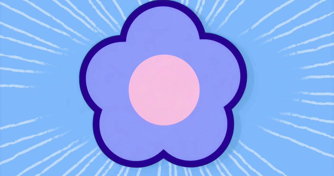 Minimalist Stylized Flower with Pink Center and Radiant Lines
