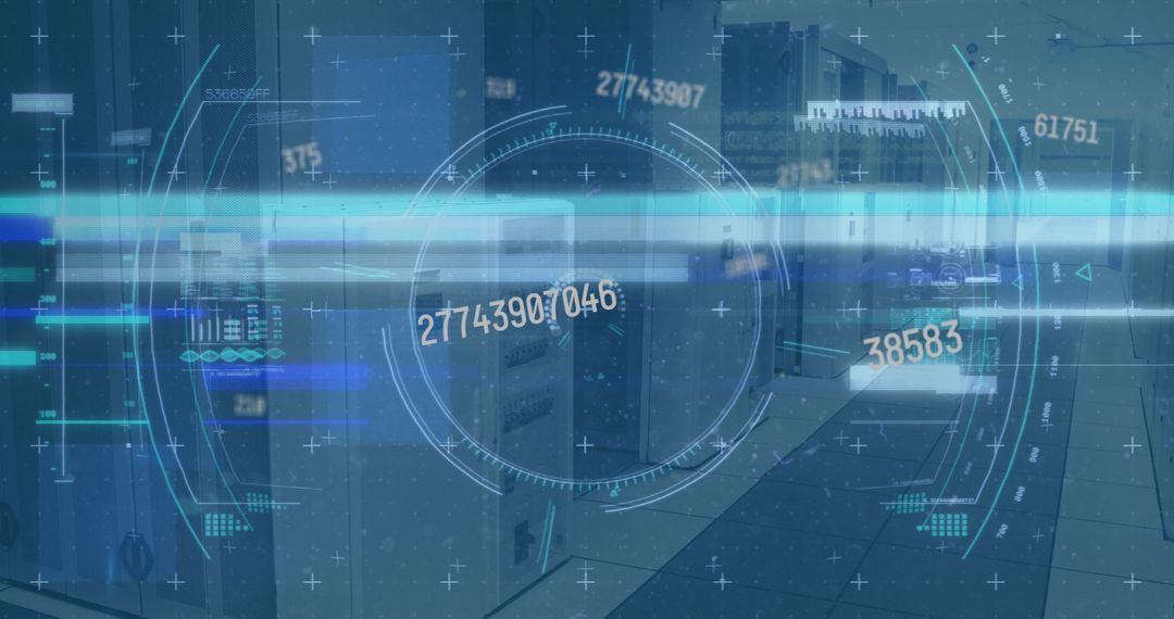 High-Tech Office with Digital Data Scanning Overlay