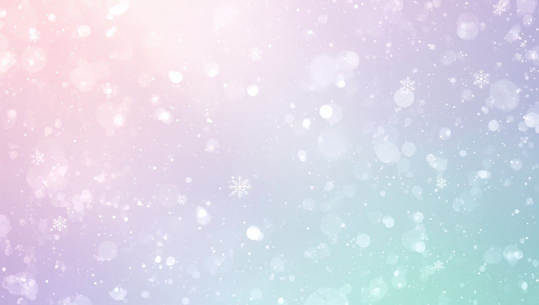 Pastel Winter Bokeh Background with Floating Snowflakes and Soft Gradient Glow