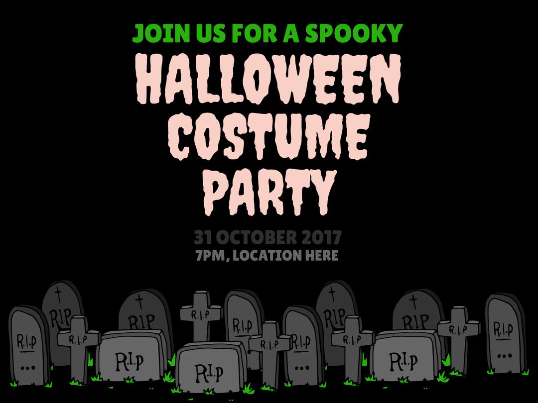 Spooky Halloween Costume Party Invitation Banner with Gravestones - Download Free Stock Templates Pikwizard.com