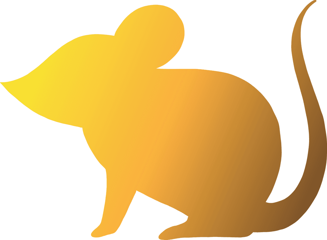 Yellow Mouse Silhouette Digital Illustration on Transparent Background