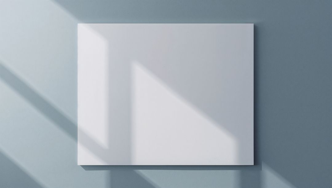 Minimalist Interior with Window-Frame Shadows on White Panel