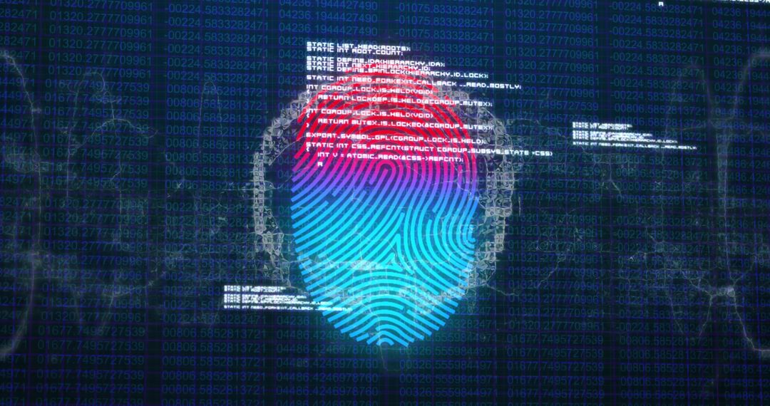 Biometric Fingerprint with Data Processing Visuals