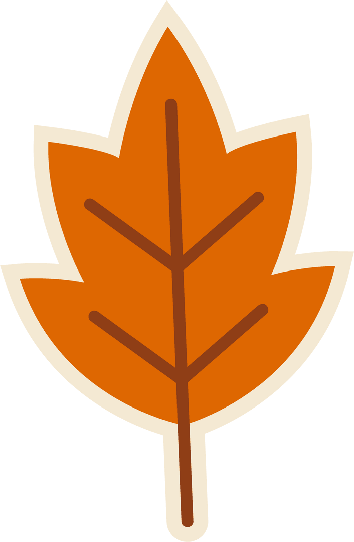 Stylized Orange Leaf Illustration with Transparent Background