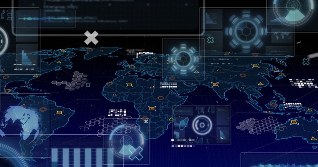 Futuristic Global Network Interface with Data Visualization