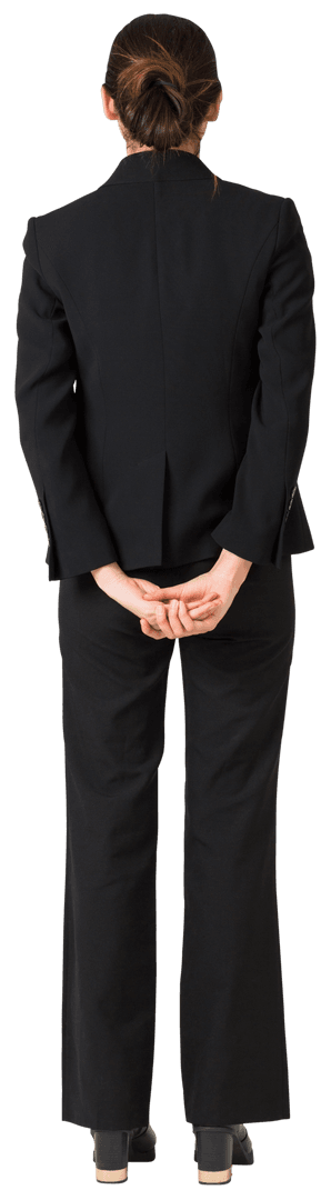 Transparent Businesswoman From Behind Standing Confidently