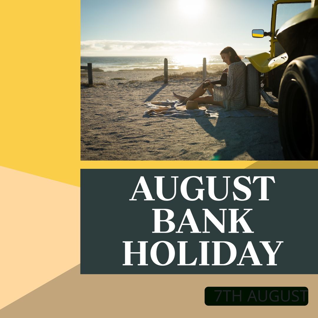 Bank Holiday Beach Relaxation with Guitar and Car