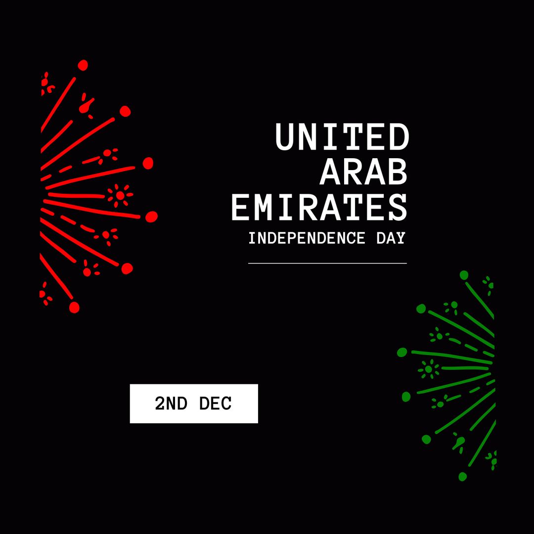 UAE Independence Day Graphic with Red and Green Patterns