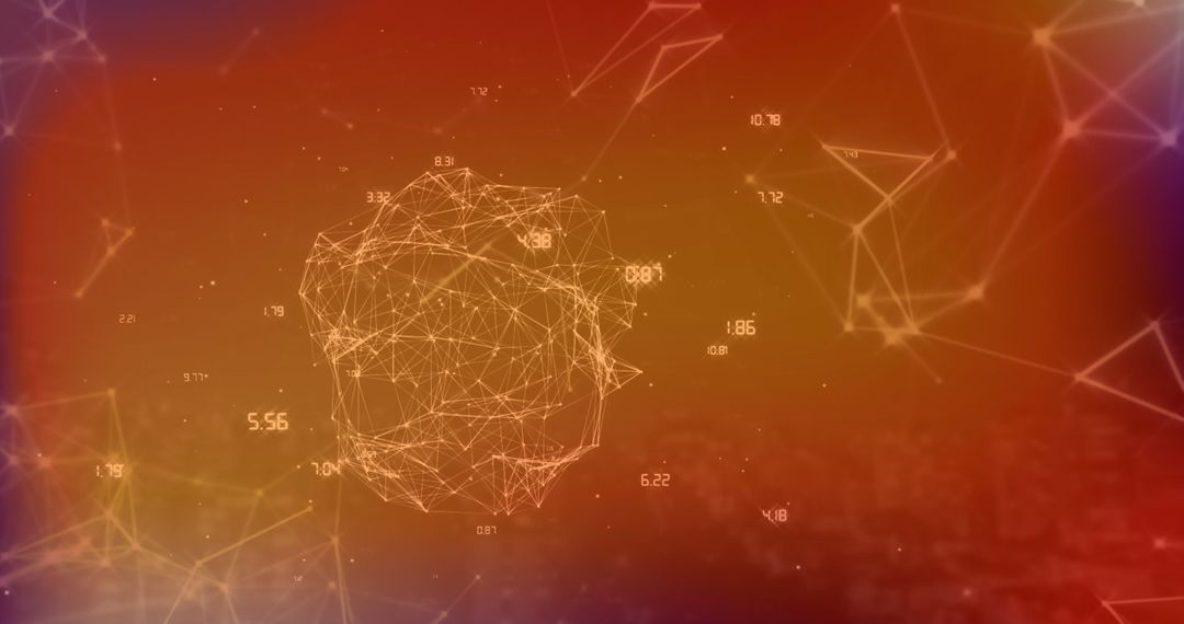 Global Network Connections in Digital Orange Background