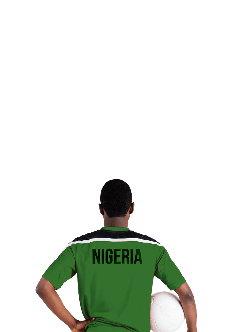 Transparent View of Nigerian Soccer Player Holding Ball