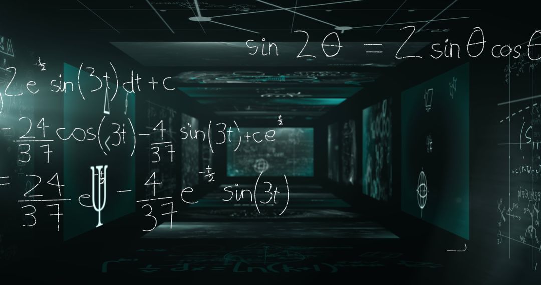 Mathematical Equations Floating in Digital Classroom