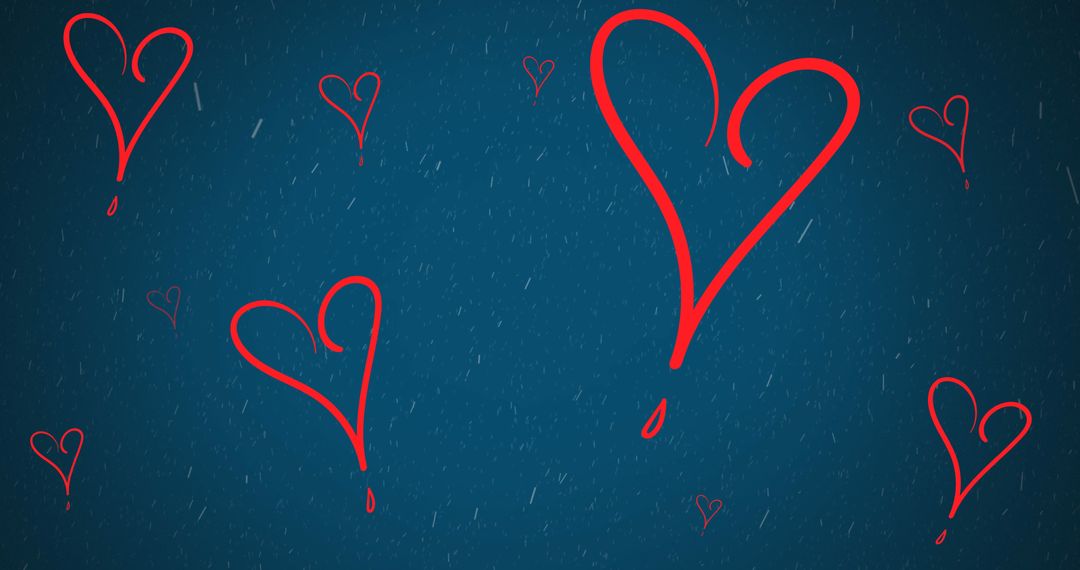 Floating Hearts on Blue Background Symbolizing Love and Romance