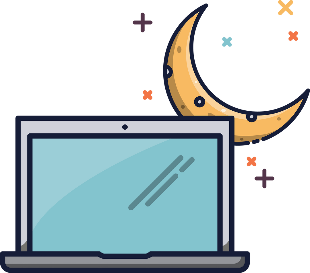 Transparent Laptop and Moon Vector Illustration on Transparent Background - Download Free Stock Images Pikwizard.com