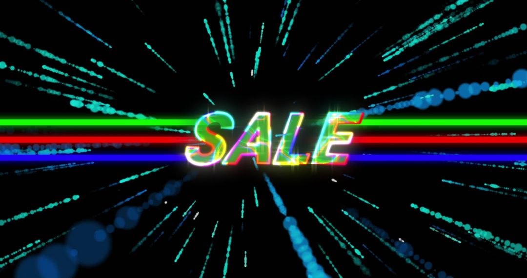 Glowing Neon SALE Banner with Radiant Lines and Particles
