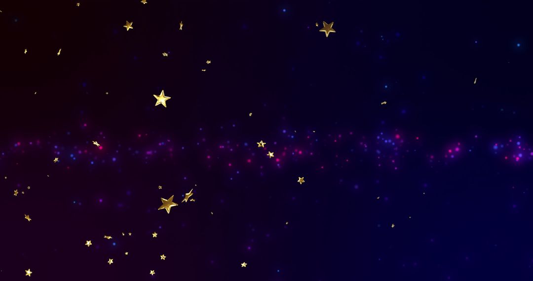 Shimmering Gold Stars on Galactic Night Sky