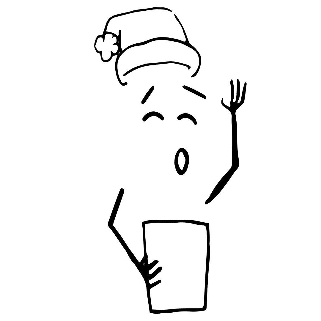 Festive Character Wearing Santa Hat on Transparent Background