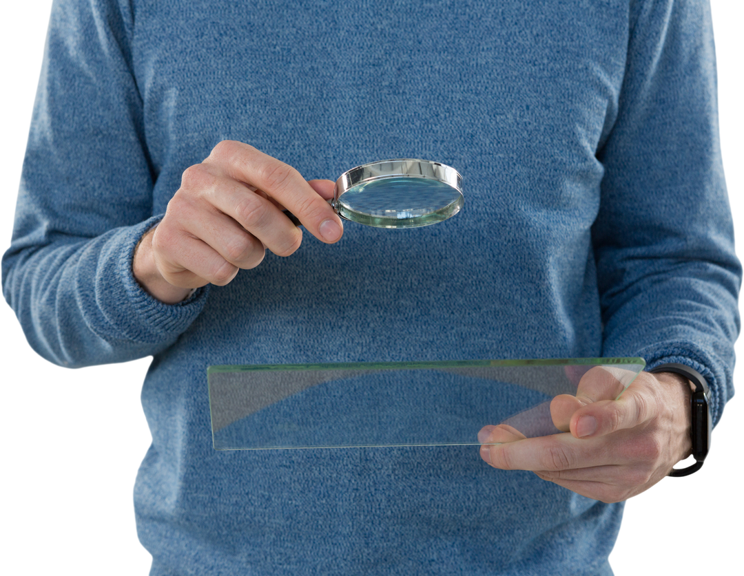 Man Inspecting Transparent Document with Magnifying Glass - Download Free Stock Images Pikwizard.com