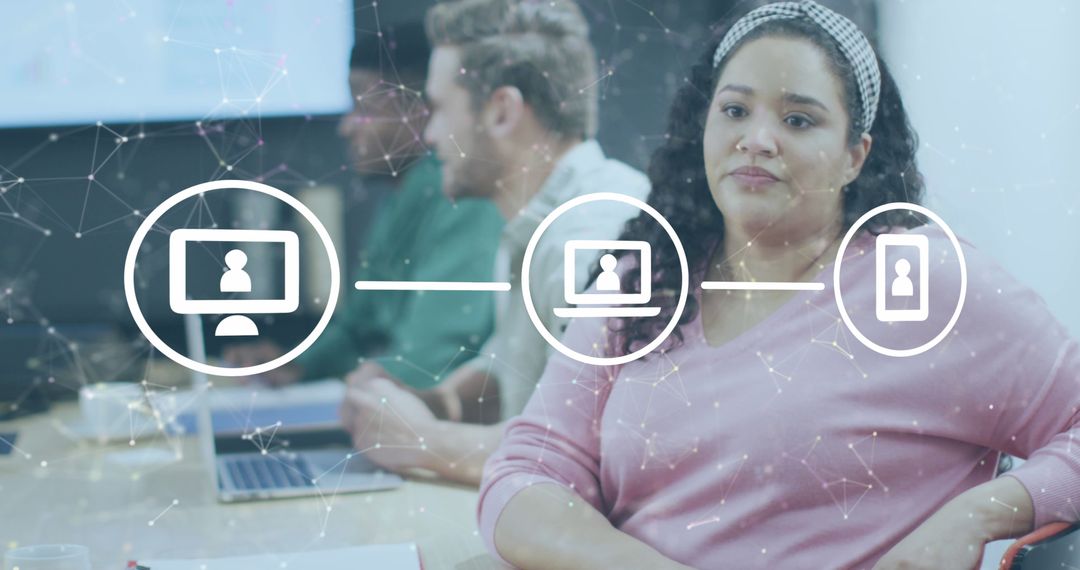 Digital Network Connecting Business Professionals in Modern Office