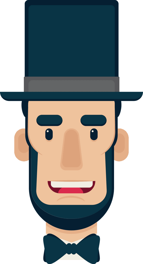 Stylized Transparent Abraham Lincoln Illustration with Top Hat