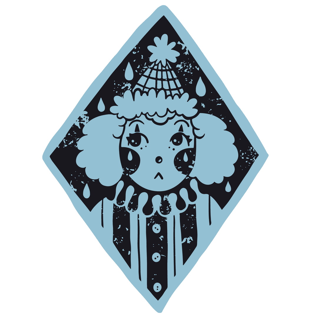 Whimsical Transparent Stylized Clown Illustration