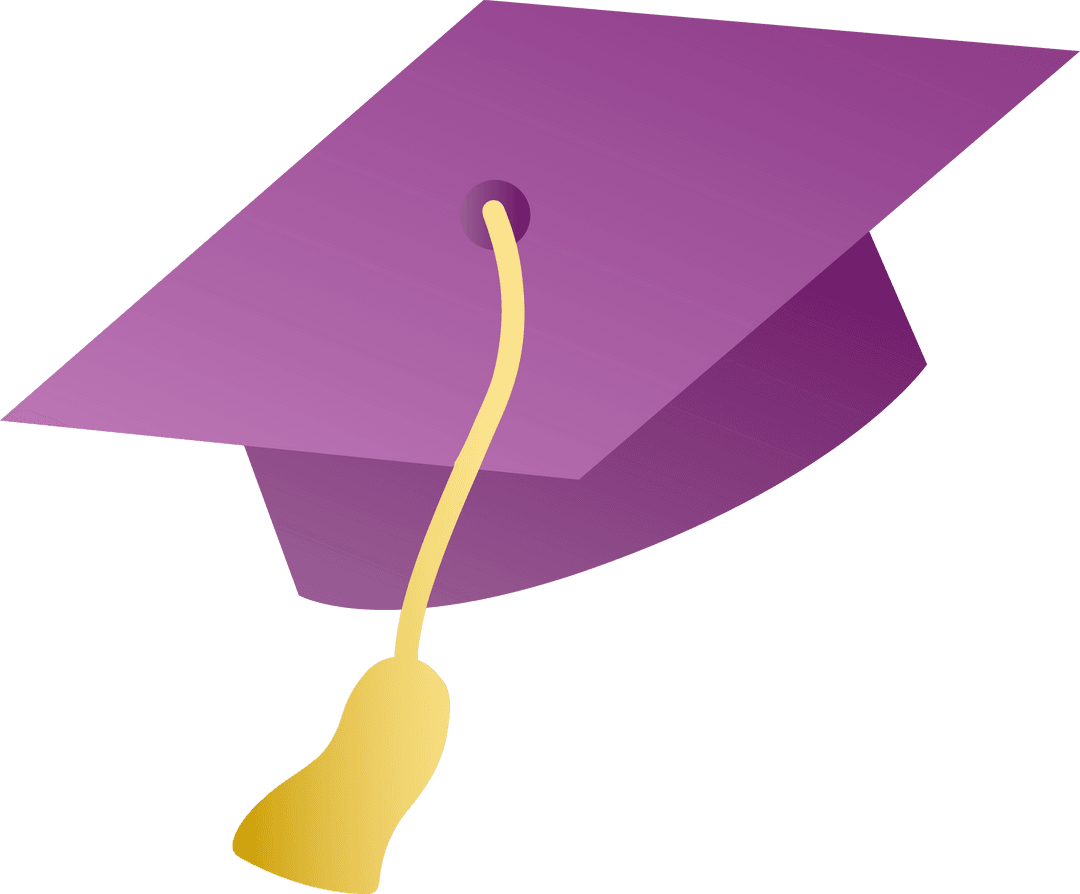 Purple Graduation Cap with Gold Tassel on Transparent Background