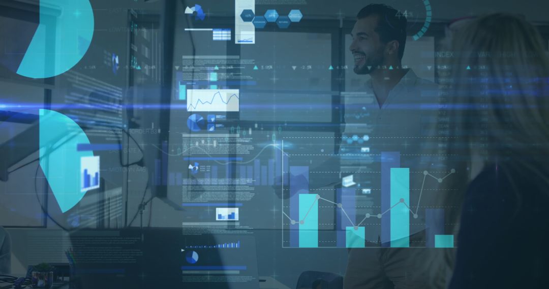 Diverse Business Meeting with Digital Data Visualizations