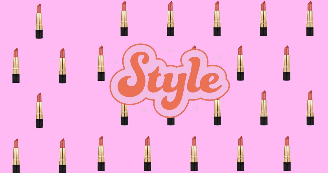 Fashion Abstract Design with Lipsticks and Style Text