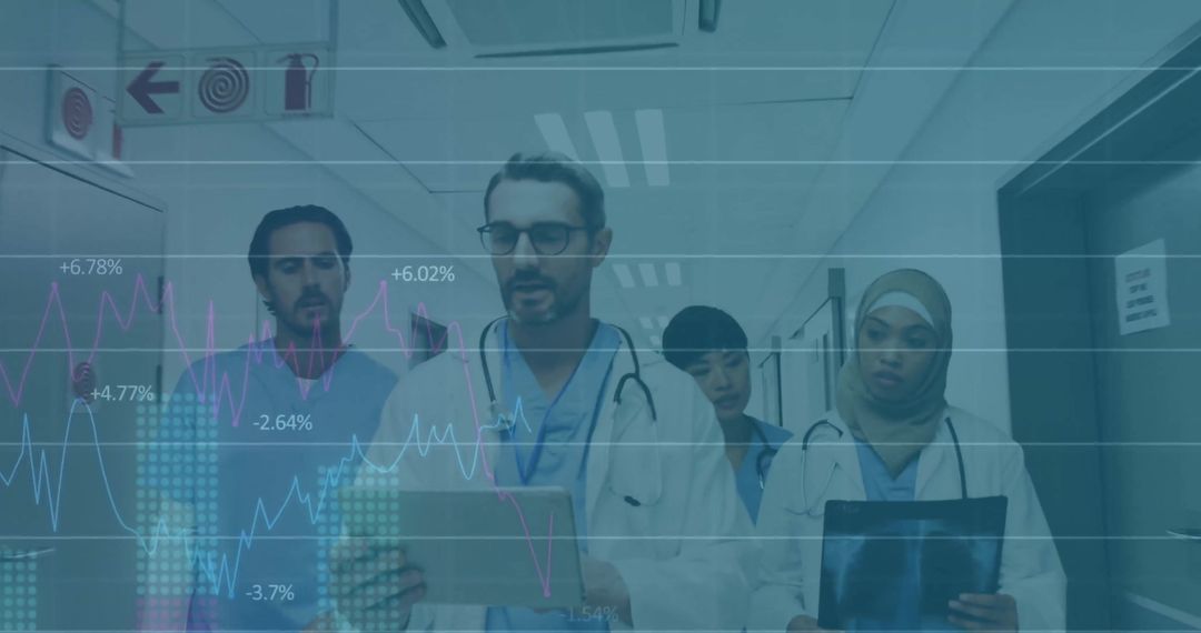 Doctors Analyzing Data with Financial Overlay in Hospital