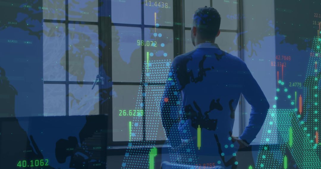 Businessman Analyzing Digital Stock Market Projections