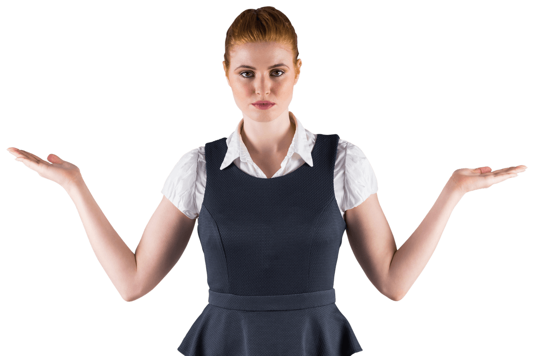 Transparent Businesswoman Gesturing for Presentation Concept
