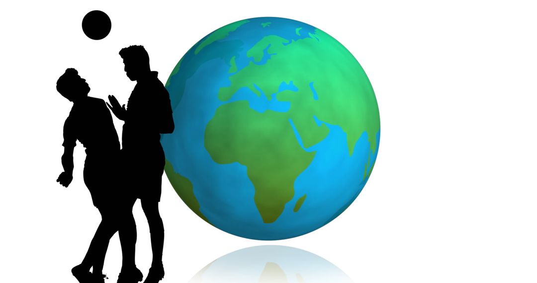 Football Silhouettes Over Globe Illustration of Global Sports