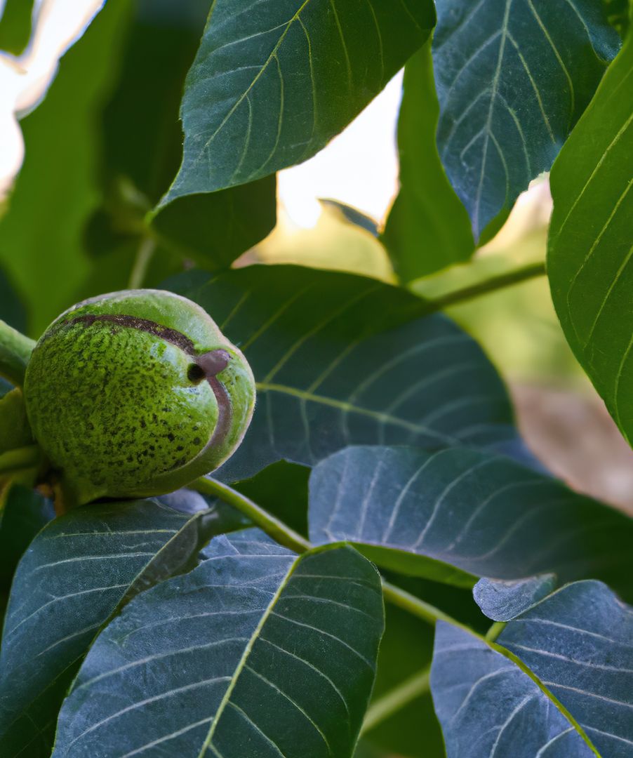 Close-up of Unripe Walnut on Tree Among Green Leaves - Free Images, Stock Photos and Pictures on Pikwizard.com