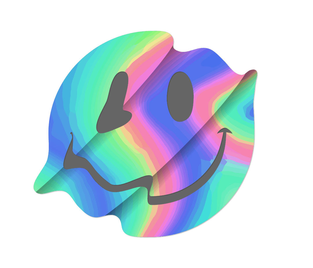 Colorful Pastel Gradient Blob with Smiley Face and Transparent Effect