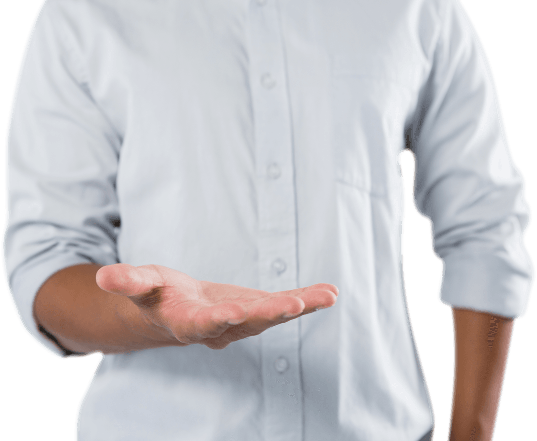 Transparent Calm Male Hand Holding Invisible Item Gesture