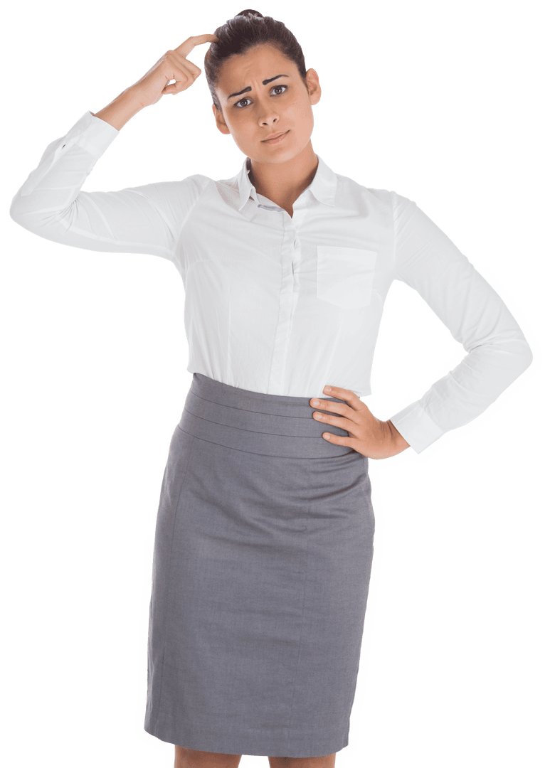 Confused Businesswoman on Transparent Background Isolated