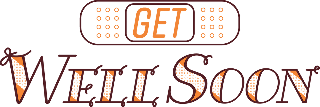 Transparent Get Well Soon Typography with Bandage Accent