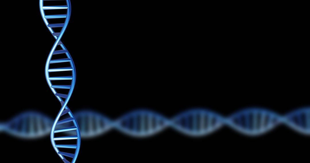 DNA Strands Spinning Seamlessly with Copy Space on Black Background