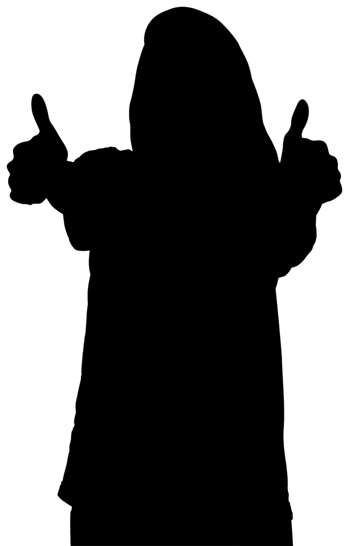 Silhouette of Woman Giving Thumbs Up on Transparent Background